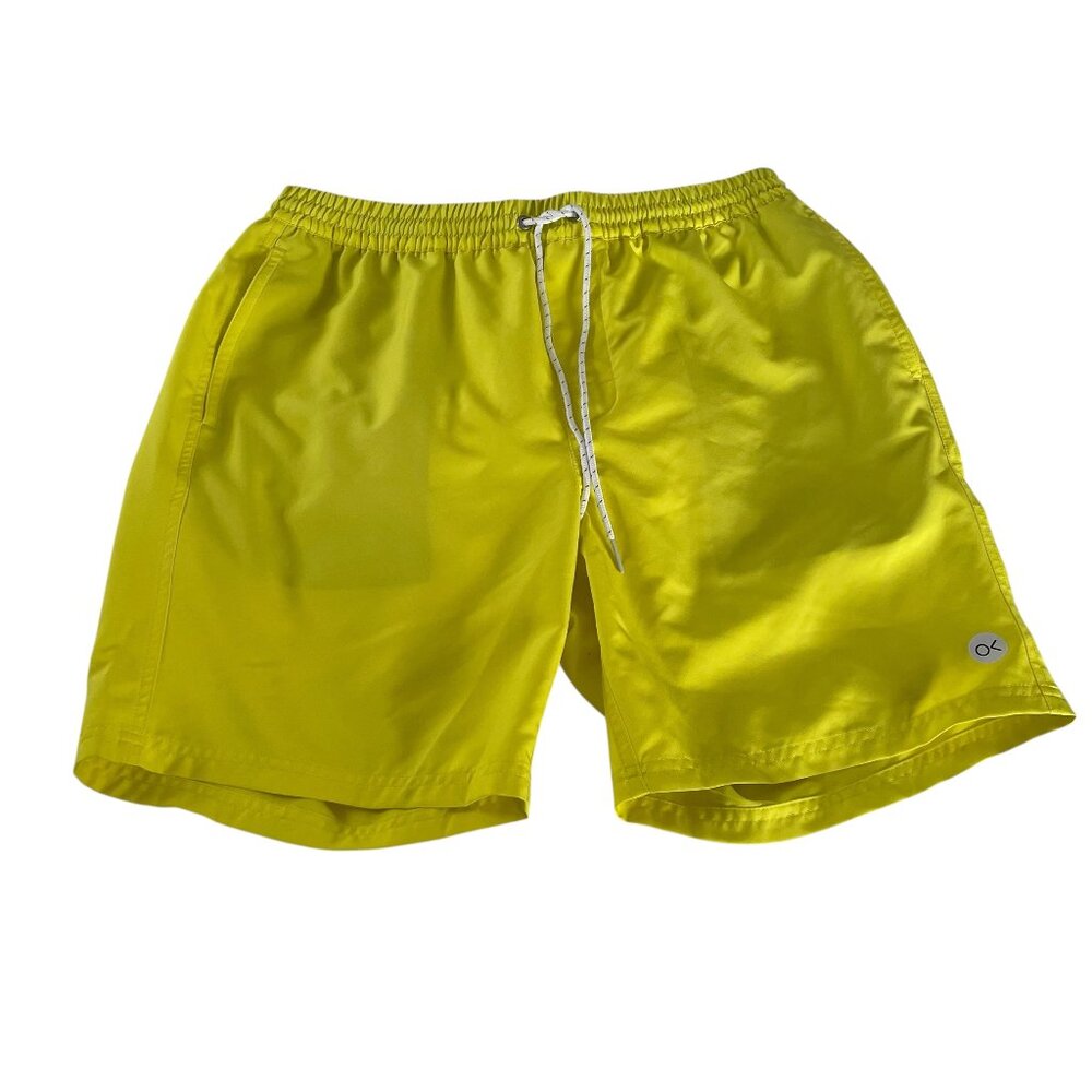 Outerknown Nomadic Volley Swim Shorts Trunks Large L Neon Yellow Unlined